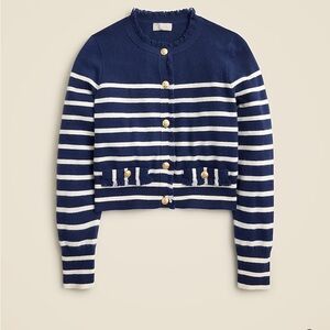 J. Crew Cashmere fringe-trim sweater lady jacket